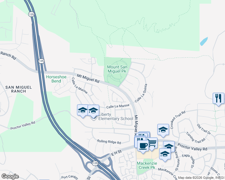 map of restaurants, bars, coffee shops, grocery stores, and more near 358 Callesita Mariola in Chula Vista