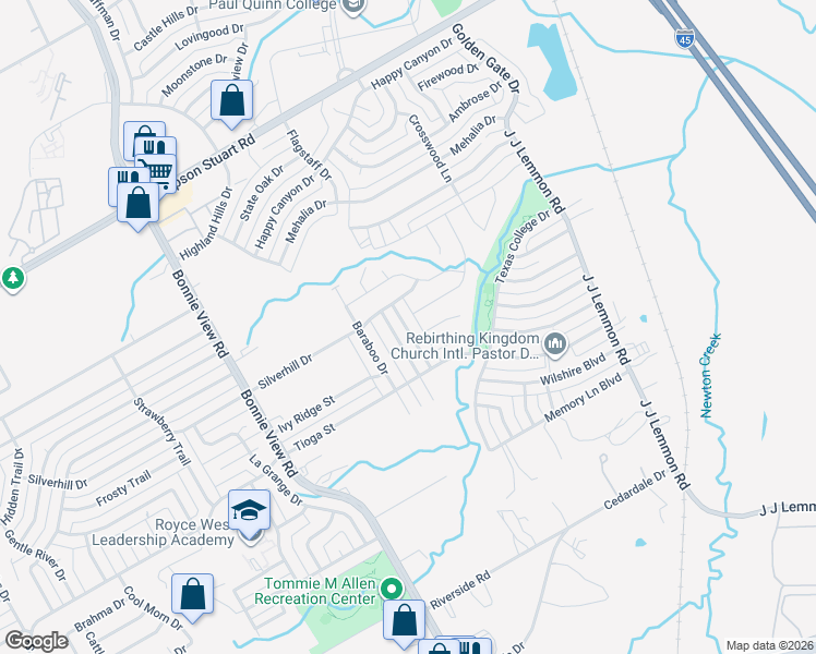 map of restaurants, bars, coffee shops, grocery stores, and more near 6420 Palm Island Street in Dallas