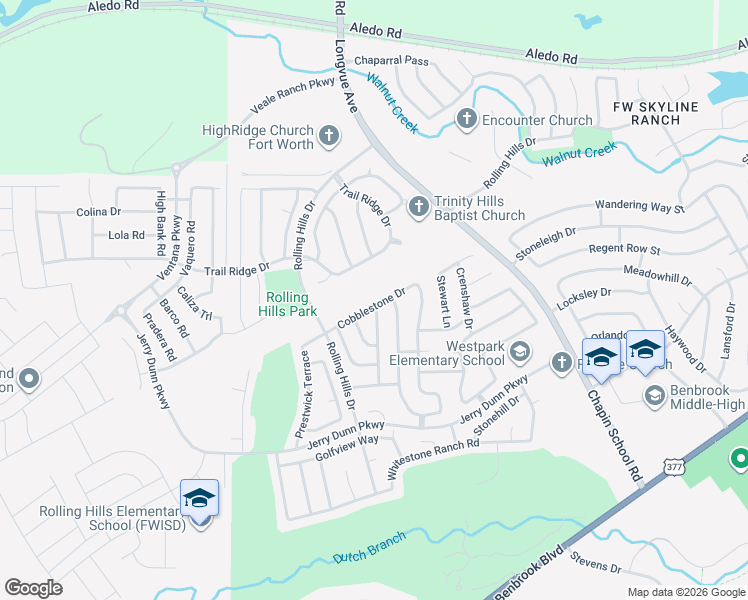 map of restaurants, bars, coffee shops, grocery stores, and more near 7100 Royal Oak Drive in Benbrook