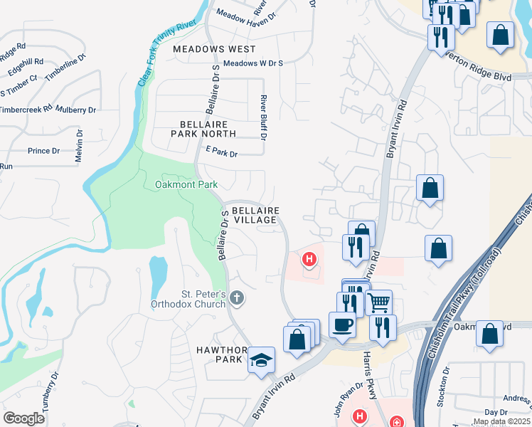 map of restaurants, bars, coffee shops, grocery stores, and more near 6616 Lost Star Lane in Fort Worth