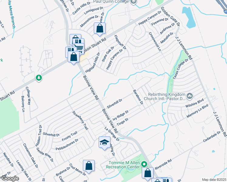 map of restaurants, bars, coffee shops, grocery stores, and more near 6332 Bonnie View Road in Dallas