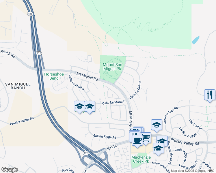 map of restaurants, bars, coffee shops, grocery stores, and more near 358 Callesita Mariola in Chula Vista