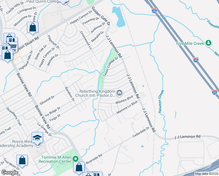 map of restaurants, bars, coffee shops, grocery stores, and more near 4117 Clark College Drive in Dallas