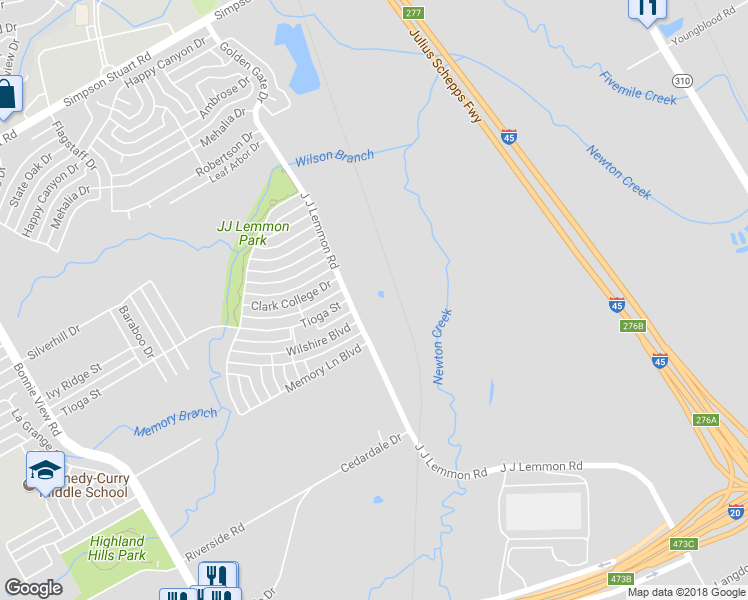 map of restaurants, bars, coffee shops, grocery stores, and more near 6320 J J Lemmon Road in Dallas