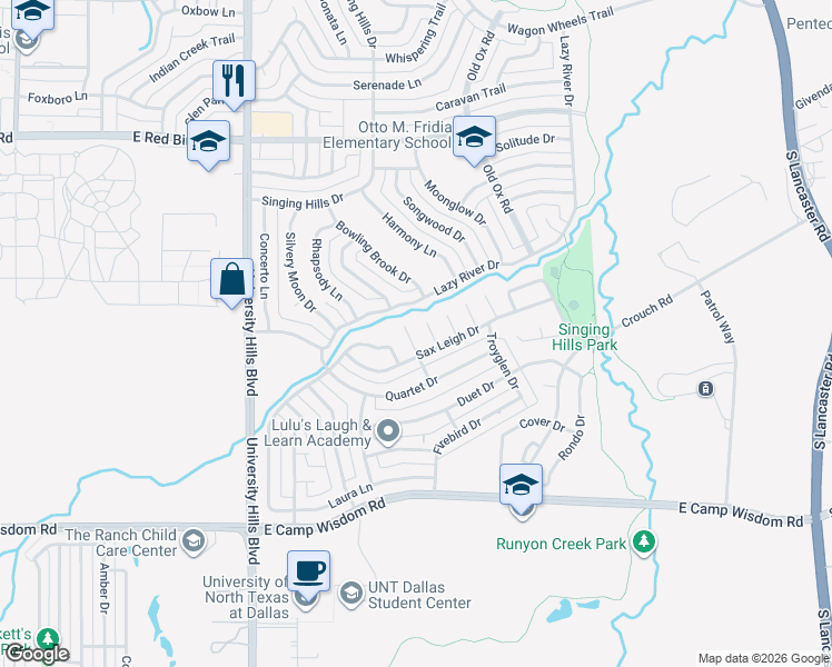 map of restaurants, bars, coffee shops, grocery stores, and more near 6618 Tealglen Drive in Dallas