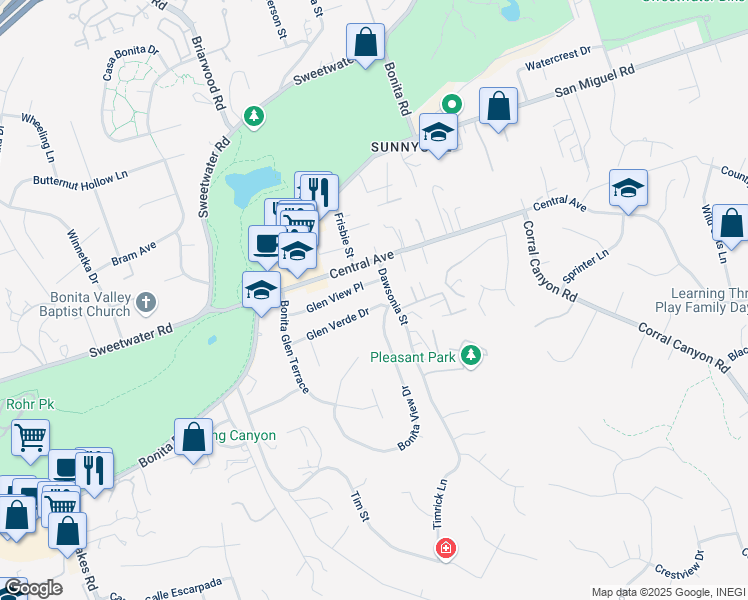 map of restaurants, bars, coffee shops, grocery stores, and more near 5221 Glen Verde Drive in Bonita
