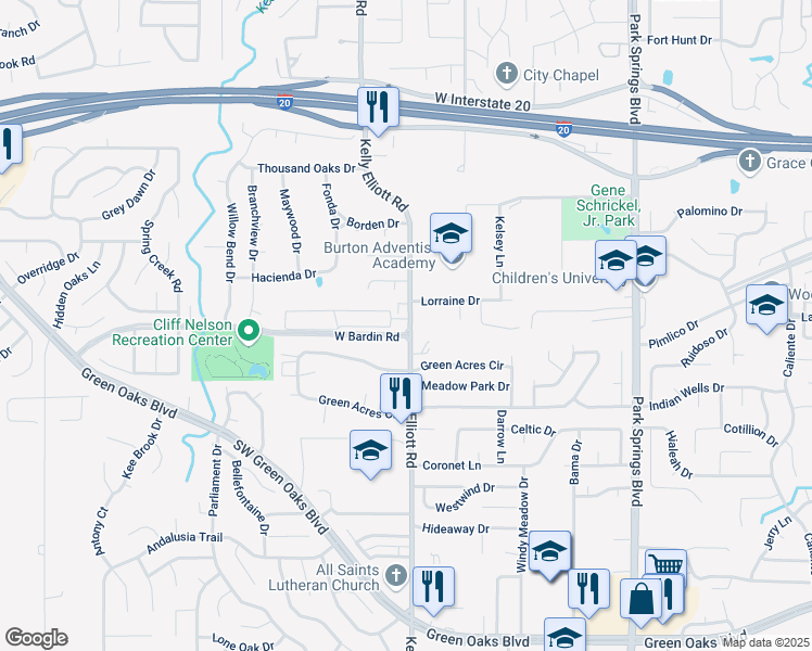 map of restaurants, bars, coffee shops, grocery stores, and more near 4812 Kelly Elliott Road in Arlington