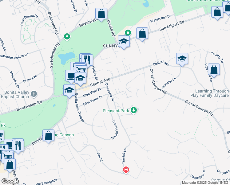 map of restaurants, bars, coffee shops, grocery stores, and more near 5313 Old Dairy Court in Bonita