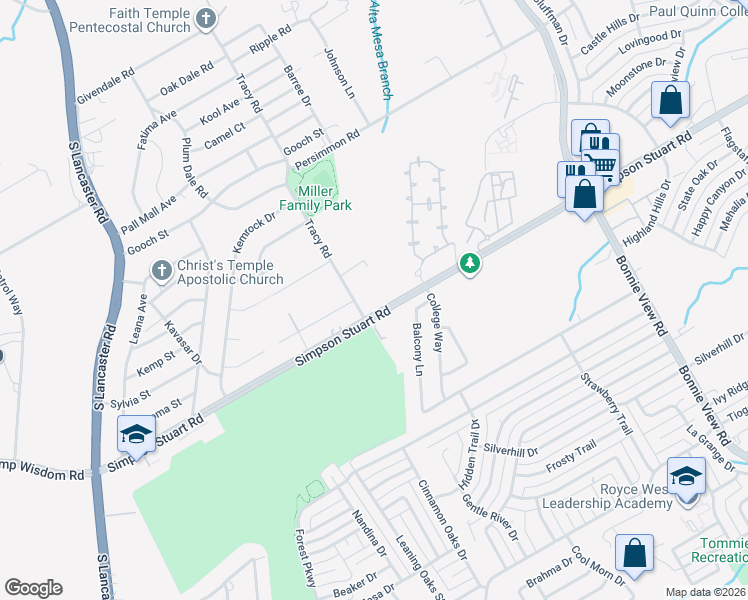 map of restaurants, bars, coffee shops, grocery stores, and more near 6334 Tracy Road in Dallas