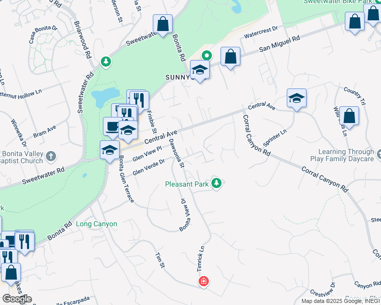 map of restaurants, bars, coffee shops, grocery stores, and more near 5313 Old Dairy Court in Bonita