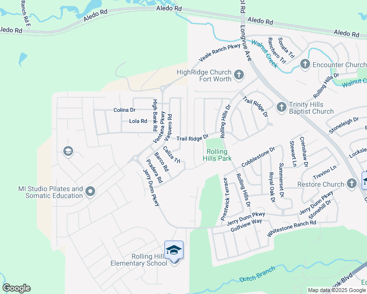 map of restaurants, bars, coffee shops, grocery stores, and more near 10201 Claire Creek Road in Fort Worth