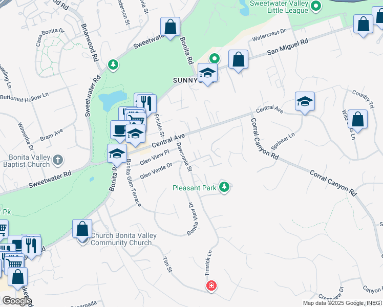 map of restaurants, bars, coffee shops, grocery stores, and more near 5315 Old Dairy Court in Bonita