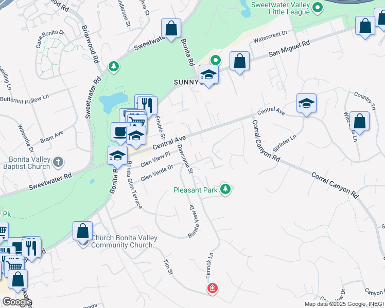 map of restaurants, bars, coffee shops, grocery stores, and more near 5315 Old Dairy Court in Bonita