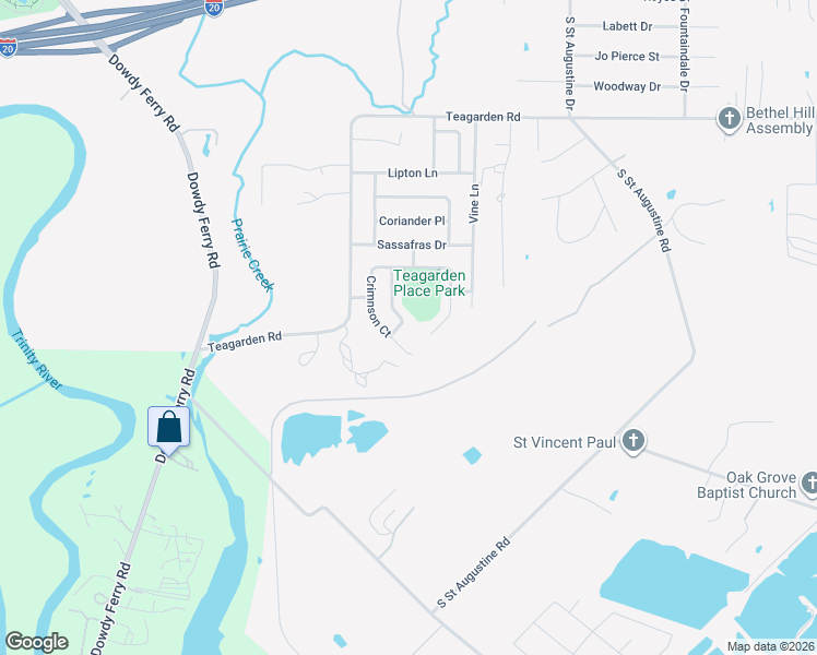 map of restaurants, bars, coffee shops, grocery stores, and more near 2352 Licorice Place in Dallas