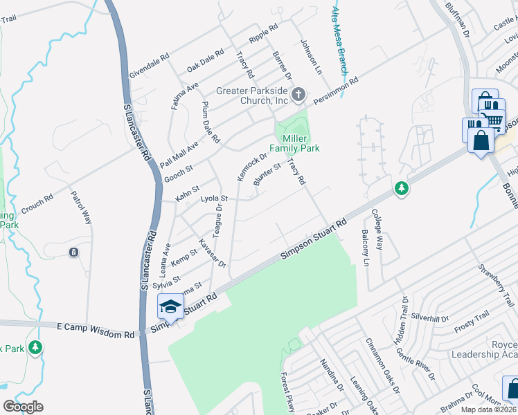map of restaurants, bars, coffee shops, grocery stores, and more near 2724 Lebrock Street in Dallas
