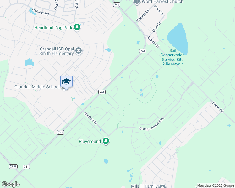 map of restaurants, bars, coffee shops, grocery stores, and more near in Crandall