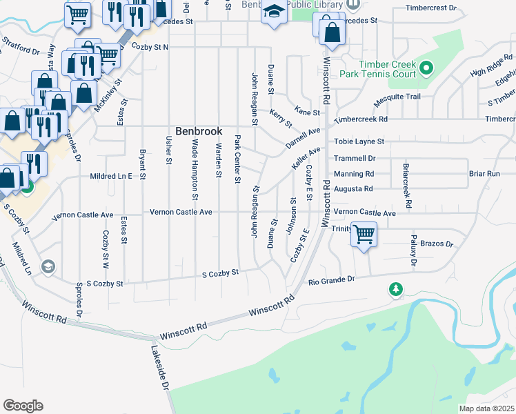 map of restaurants, bars, coffee shops, grocery stores, and more near 904 Vernon Castle Avenue in Benbrook