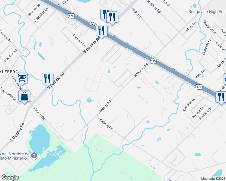 map of restaurants, bars, coffee shops, grocery stores, and more near 13927 Creek Crossing Drive in Dallas