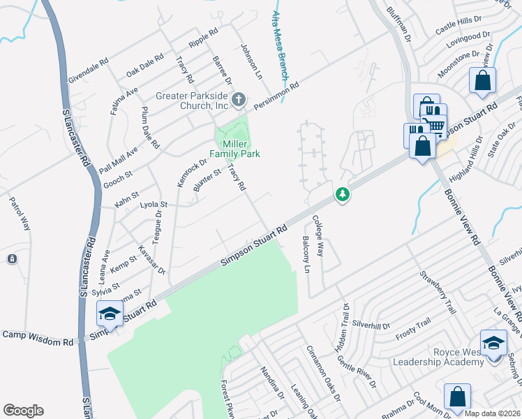 map of restaurants, bars, coffee shops, grocery stores, and more near 6220 Tracy Road in Dallas