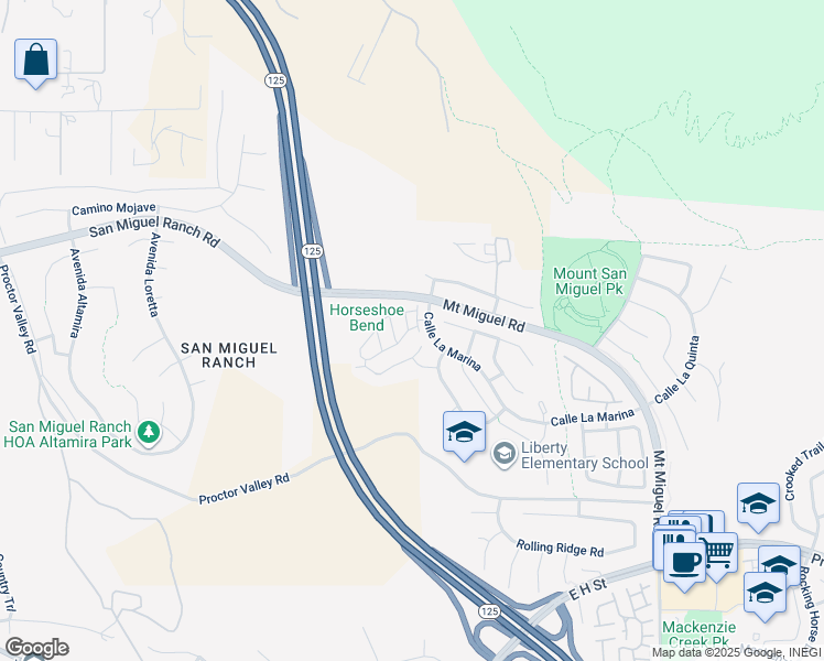 map of restaurants, bars, coffee shops, grocery stores, and more near 283 Aventura Drive in Chula Vista