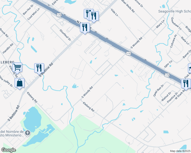 map of restaurants, bars, coffee shops, grocery stores, and more near 13927 Creek Crossing Drive in Dallas