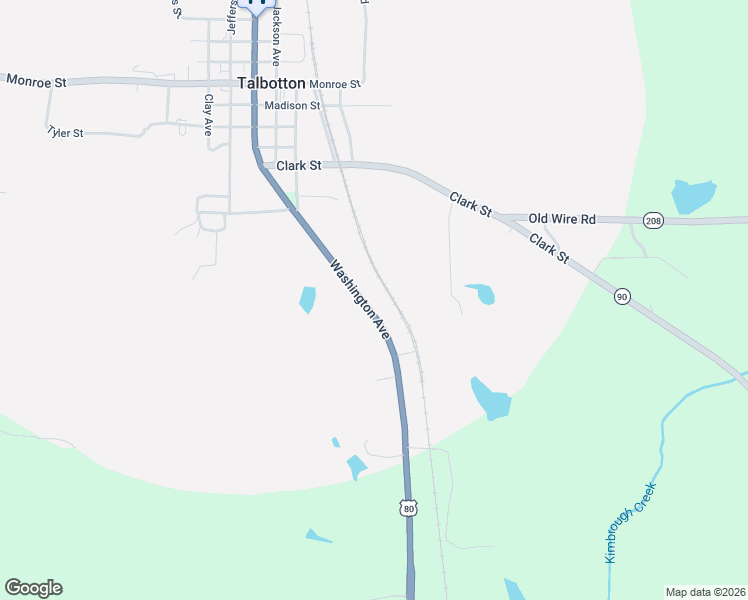 map of restaurants, bars, coffee shops, grocery stores, and more near 655 Washington Avenue in Talbotton