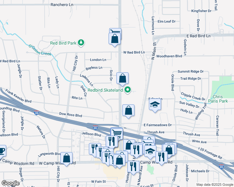 map of restaurants, bars, coffee shops, grocery stores, and more near 202 Emporia Ln in Duncanville