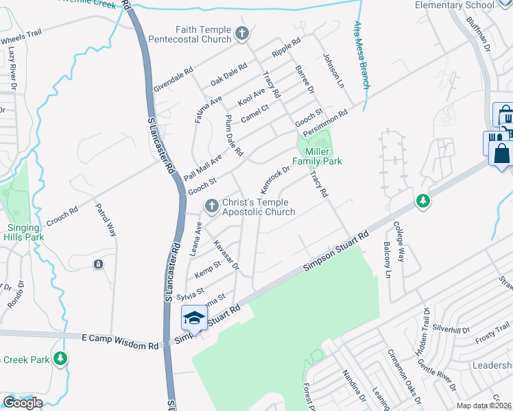 map of restaurants, bars, coffee shops, grocery stores, and more near 6221 Kemrock Drive in Dallas