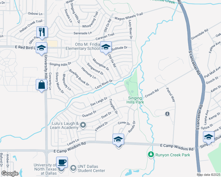 map of restaurants, bars, coffee shops, grocery stores, and more near 6610 Jadaglen Drive in Dallas