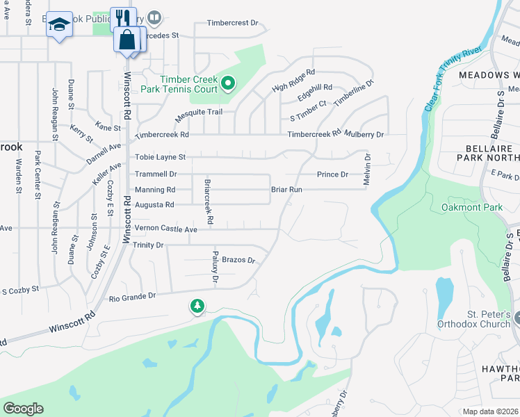 map of restaurants, bars, coffee shops, grocery stores, and more near 1524 Augusta Road in Benbrook