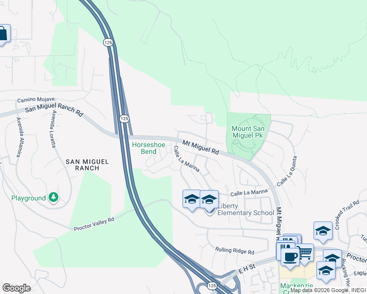 map of restaurants, bars, coffee shops, grocery stores, and more near 2169 Corte San Simeon in Chula Vista