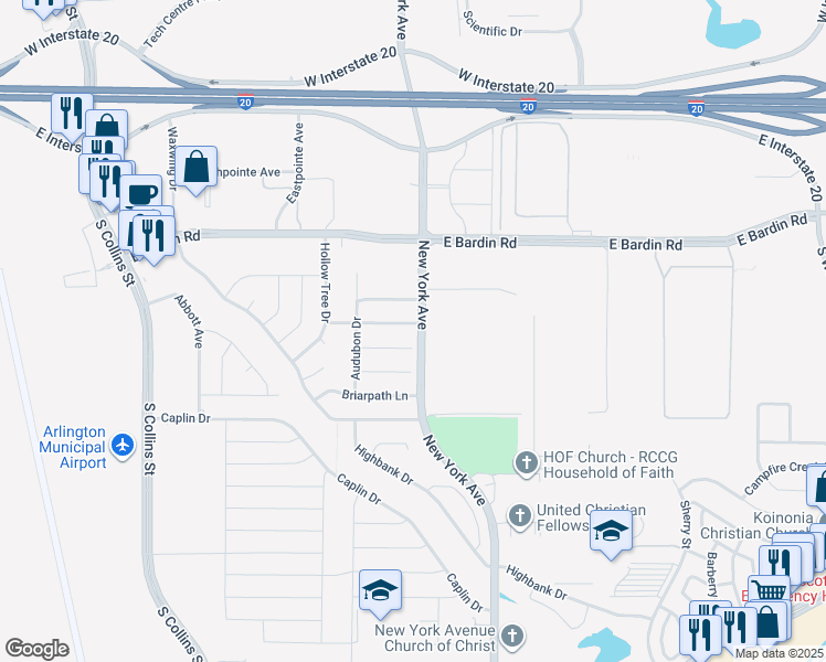 map of restaurants, bars, coffee shops, grocery stores, and more near 1806 Country Lane in Arlington
