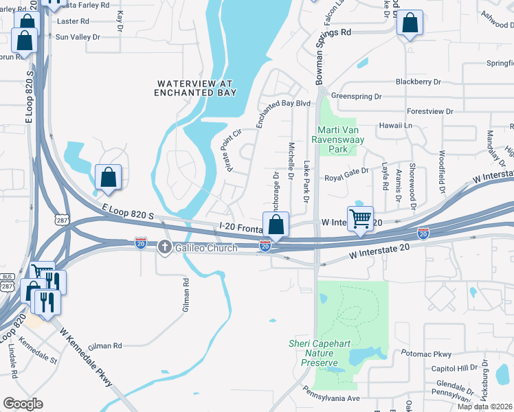 map of restaurants, bars, coffee shops, grocery stores, and more near 7508 Patsy Court in Arlington