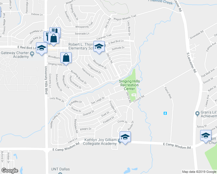 map of restaurants, bars, coffee shops, grocery stores, and more near 67 Jadaglen Drive in Dallas