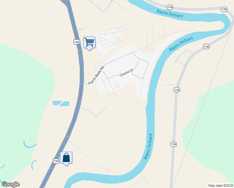 map of restaurants, bars, coffee shops, grocery stores, and more near Diana Lane in Sterlington