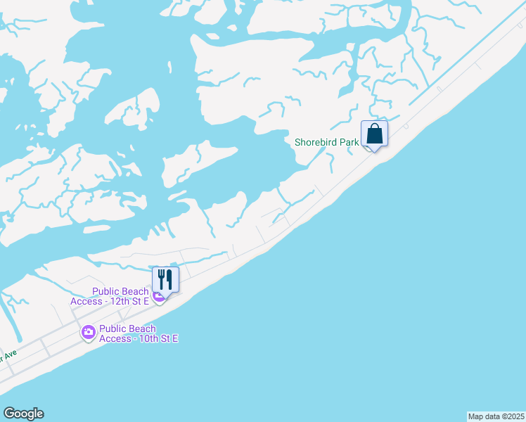 map of restaurants, bars, coffee shops, grocery stores, and more near 1508 Forrest Avenue in Folly Beach
