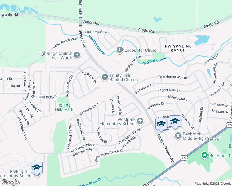 map of restaurants, bars, coffee shops, grocery stores, and more near 10412 Barber Lane in Benbrook