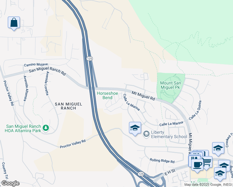 map of restaurants, bars, coffee shops, grocery stores, and more near 2151 Palo Alto Drive in Chula Vista