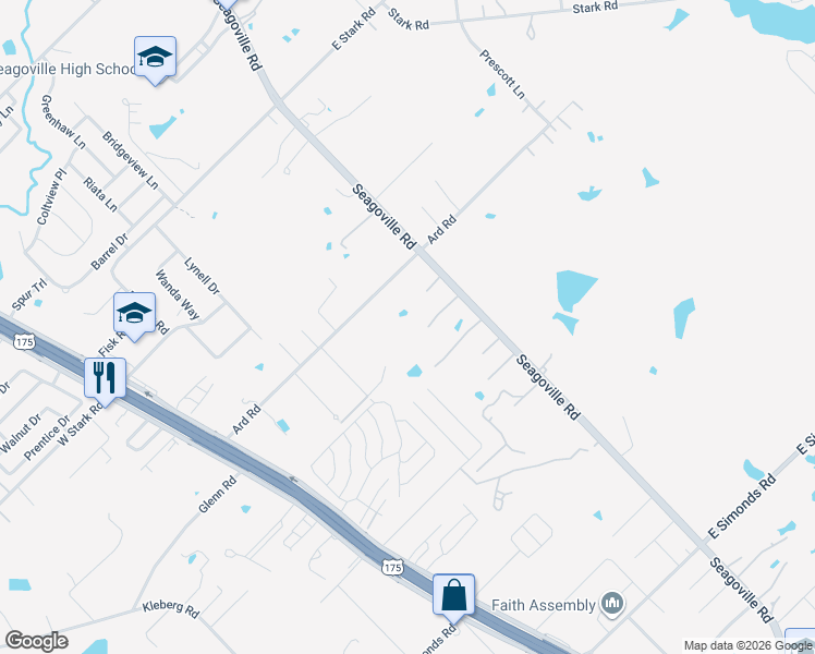 map of restaurants, bars, coffee shops, grocery stores, and more near 2615 Seagoville Rd in Seagoville