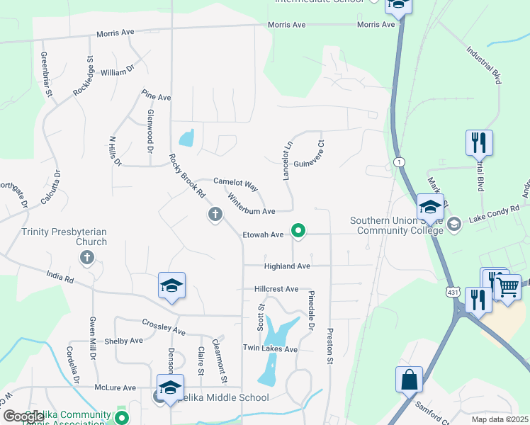 map of restaurants, bars, coffee shops, grocery stores, and more near 467 Winterburn Dr in Opelika