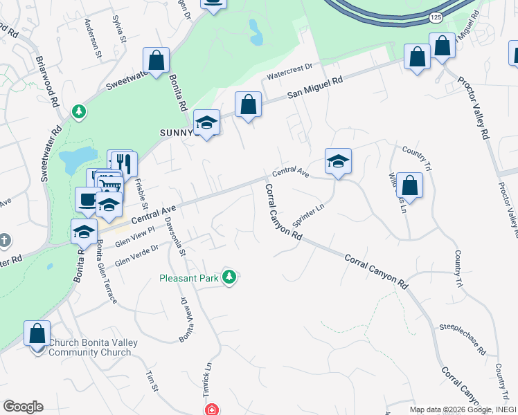 map of restaurants, bars, coffee shops, grocery stores, and more near 3639 Belle Bonnie Brae Road in Bonita