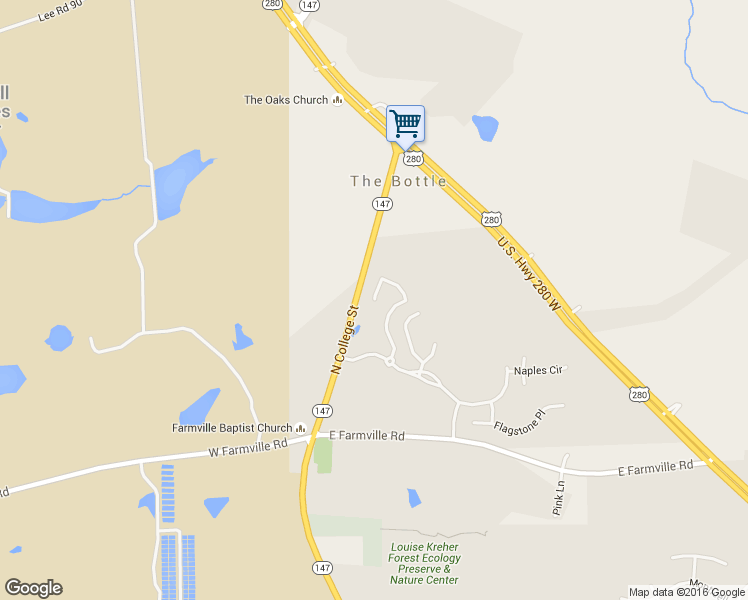 map of restaurants, bars, coffee shops, grocery stores, and more near 2693 Canal Court in Auburn