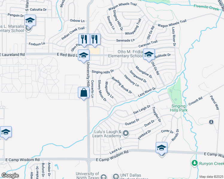 map of restaurants, bars, coffee shops, grocery stores, and more near 6333 Humoresque Drive in Dallas
