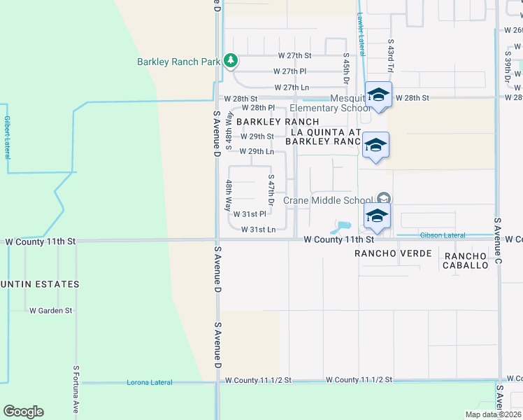map of restaurants, bars, coffee shops, grocery stores, and more near 4806 West 31st Street in Yuma