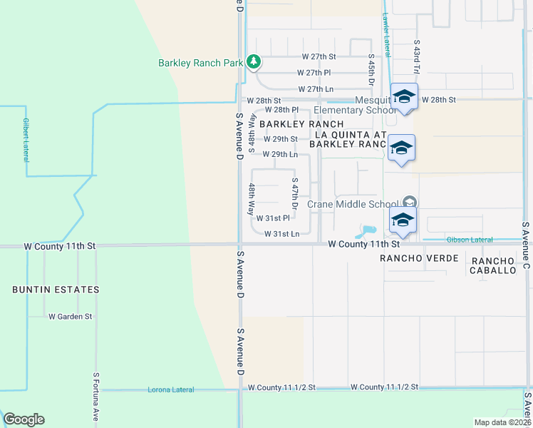 map of restaurants, bars, coffee shops, grocery stores, and more near 4806 West 31st Street in Yuma