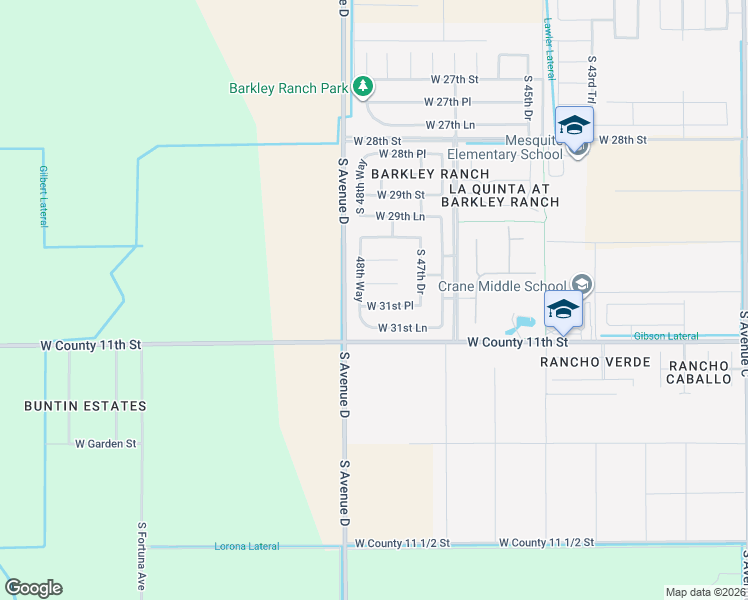 map of restaurants, bars, coffee shops, grocery stores, and more near 3084 48th Way in Yuma