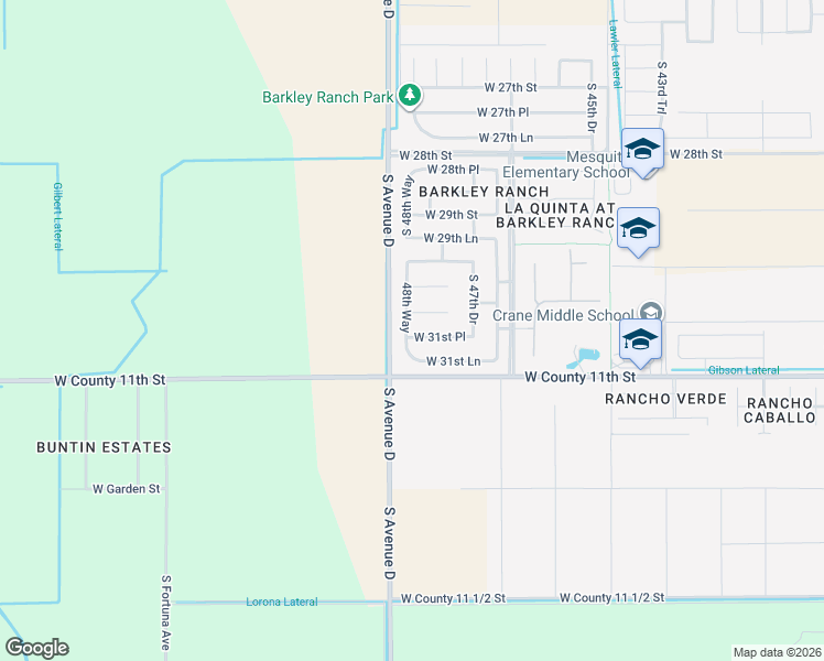 map of restaurants, bars, coffee shops, grocery stores, and more near 3084 48th Way in Yuma