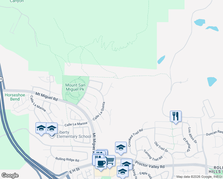 map of restaurants, bars, coffee shops, grocery stores, and more near 2426 Plaza Eva in Chula Vista