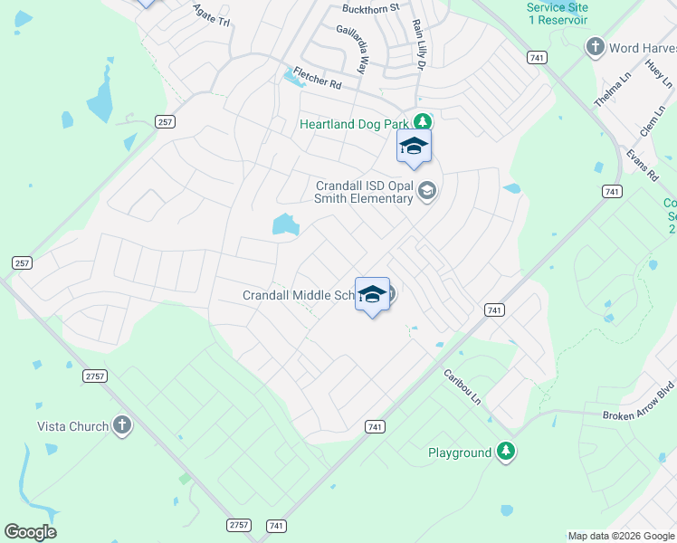 map of restaurants, bars, coffee shops, grocery stores, and more near 816-1224 Farm to Market 741 in Crandall