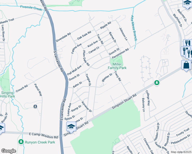 map of restaurants, bars, coffee shops, grocery stores, and more near 11 Kemrock Drive in Dallas